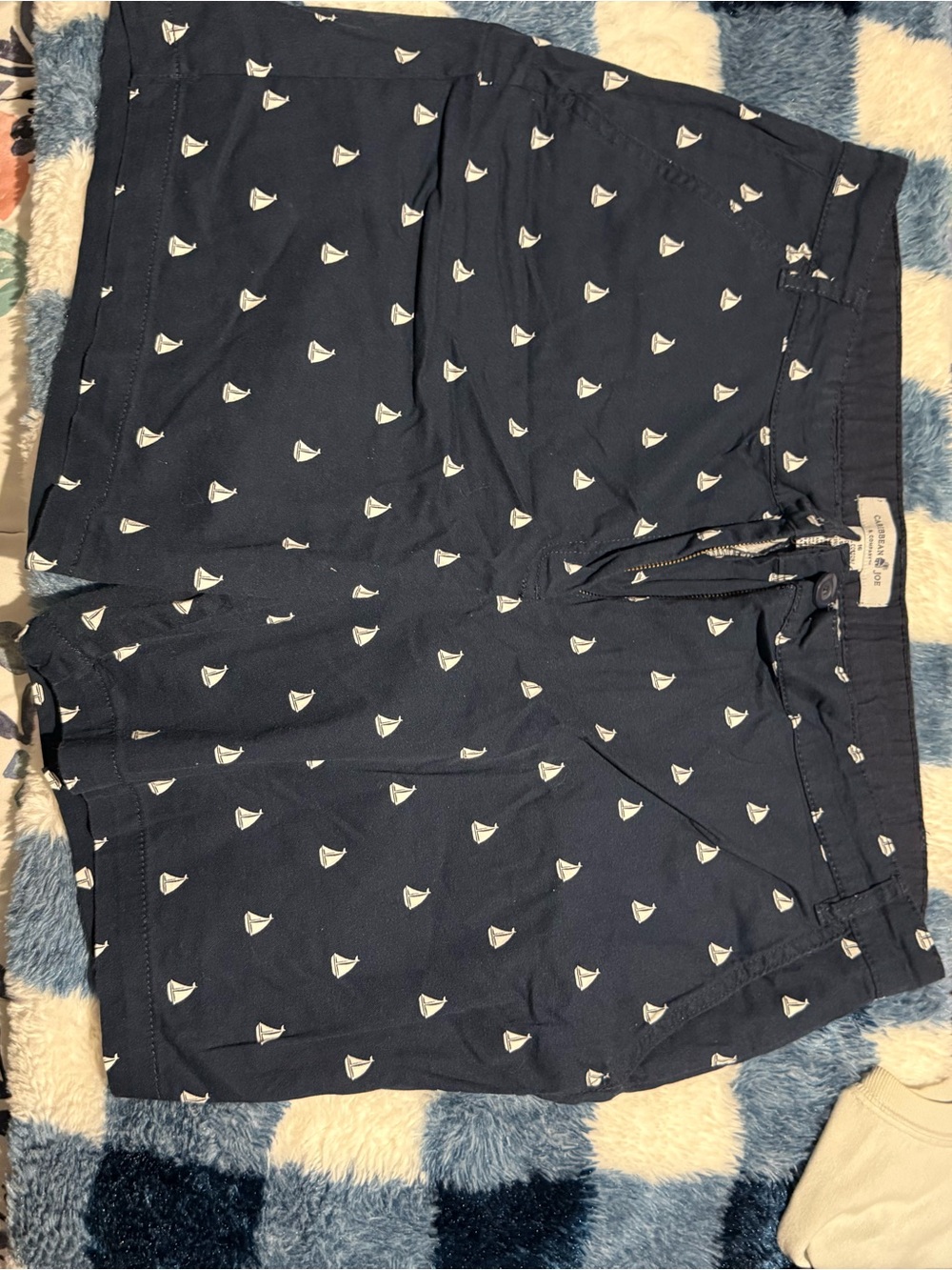 Caribbean Joe Navy Blue Sailboat Print Women’s Shorts